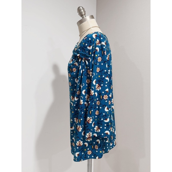 Liz Claiborne Women's Teal Floral Print Stretch Career Tunic Top Size PXXL - Picture 2 of 7